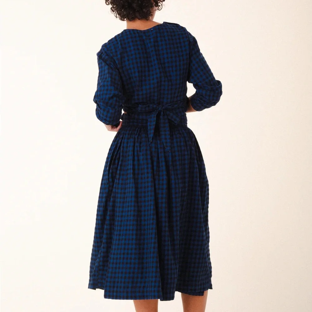 Prairie Underground Navy and Black Plaid Midi Skirt - Picture 3 of 3